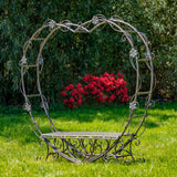 Zaer Ltd. International White Zaer Ltd. International - 6.8 Ft. Tall Heart-Shaped Iron Bench "Amore" - 2 Colors