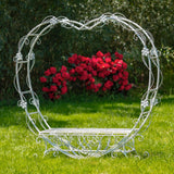 Zaer Ltd. International White Zaer Ltd. International - 6.8 Ft. Tall Heart-Shaped Iron Bench "Amore" - 2 Colors