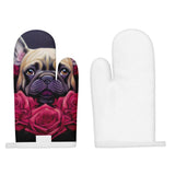 Dog Face Oven Mitt - Floral Oven Glove - Bulldog Cooking Gloves