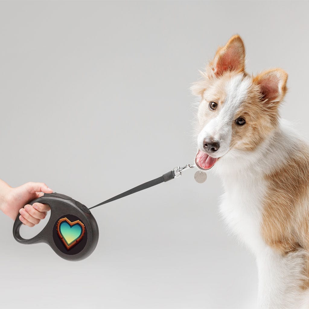 Red Heart Retractable Pet Leash - Video Game Leash - Printed Dog Leash