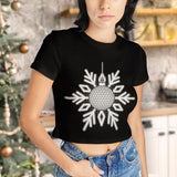 Snowflake Design Women's Cropped T-Shirt - Snowflake Crop Top - Christmas Crop Tee Shirt