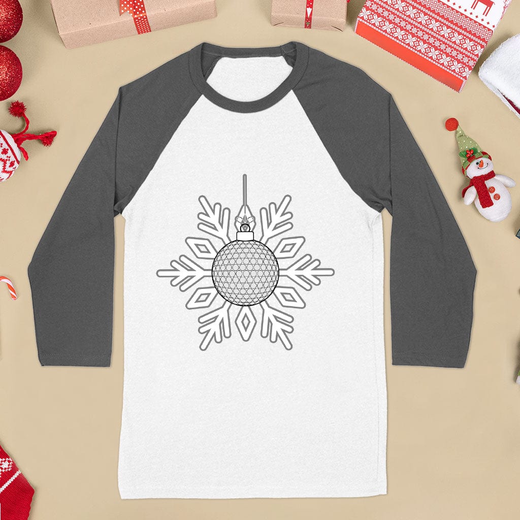 Snowflake Design Baseball T-Shirt - Snowflake T-Shirt - Christmas Tee Shirt
