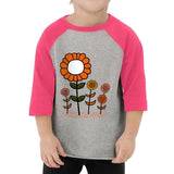 Cute Floral Toddler Baseball T-Shirt - Trendy 3/4 Sleeve T-Shirt - Graphic Kids' Baseball Tee