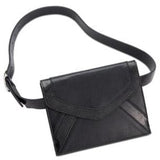 INC International Concepts Metallic-Detail Envelope Belt Bag (Black, M)*
