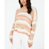 American Rag Juniors' Striped Open-Knit Sweater Oatmeal XXL - The Pink Pigs, A Compassionate Boutique