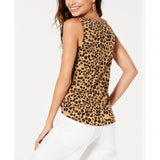 Rebellious One Juniors' Leopard Printed Tie-Front Tank Top Brown Cheetah sz XL - The Pink Pigs, A Compassionate Boutique