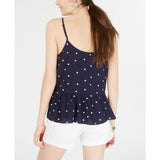 Hippie Rose Juniors' Printed Peplum Tank Top Navy-White Dot XL - The Pink Pigs, A Compassionate Boutique