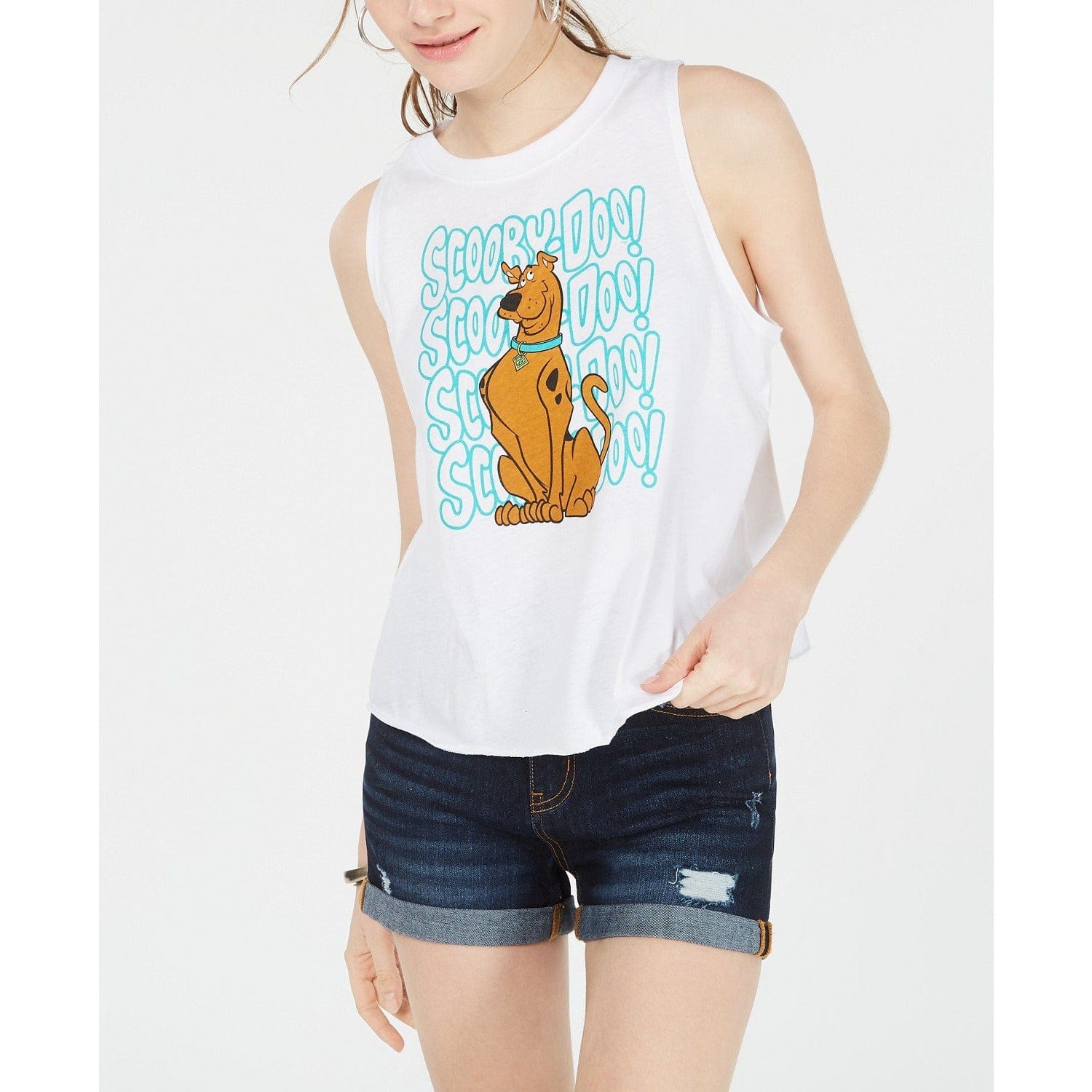 Modern Lux Jerry Leigh Juniors' Scooby-Doo Graphic Tank Top White - The Pink Pigs, A Compassionate Boutique