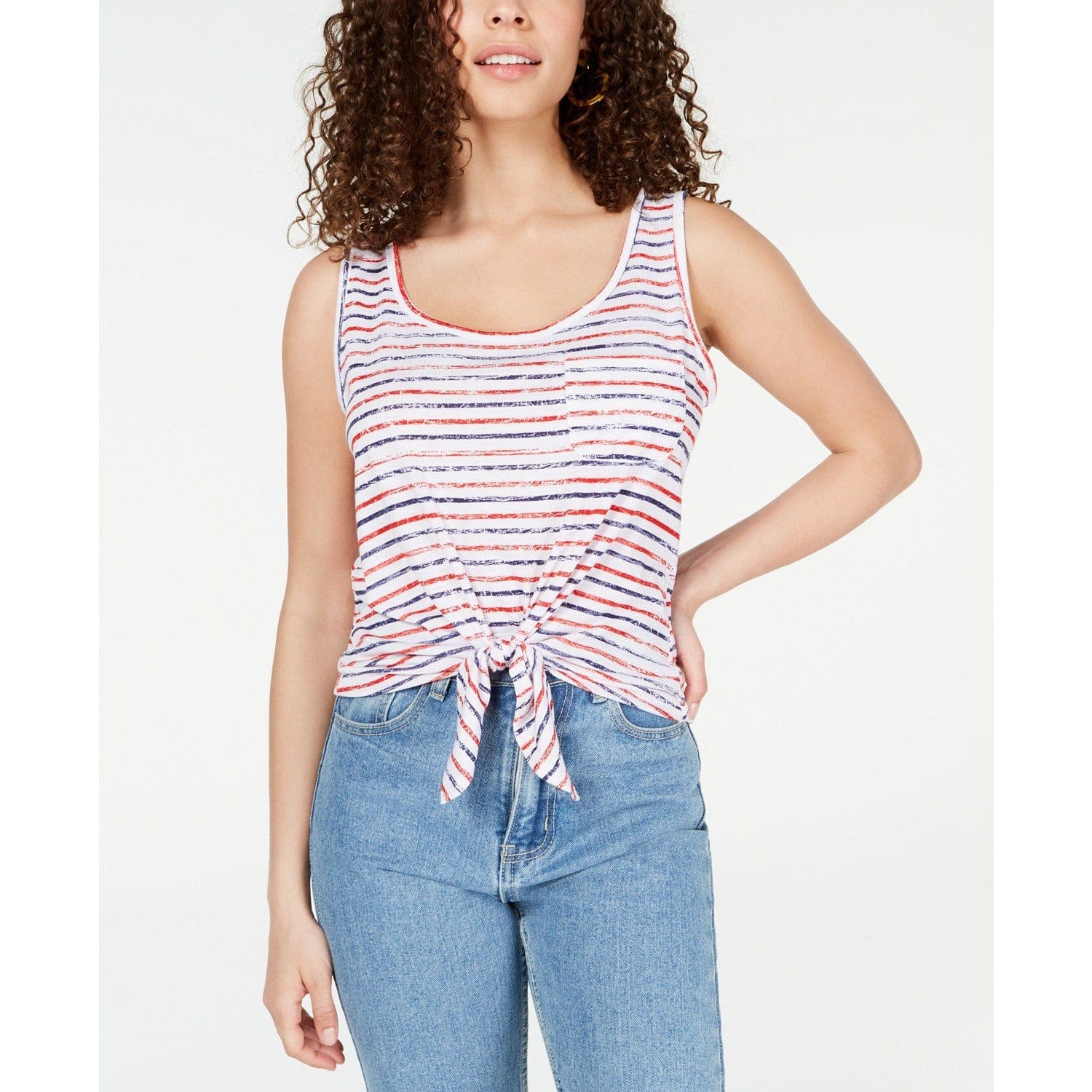 Rebellious One Juniors' Striped Tie-Front Tank Top American Stripes - The Pink Pigs, A Compassionate Boutique