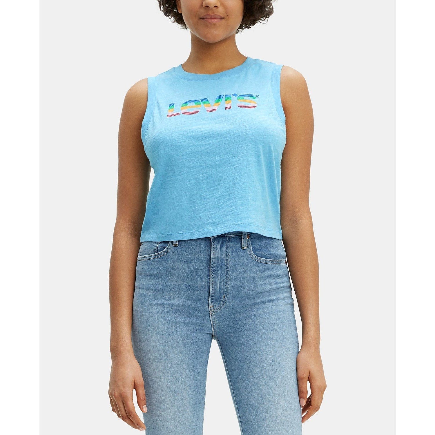 Levi's Women's Sleeveless Logo-Print Cotton Cropped Top - The Pink Pigs, A Compassionate Boutique