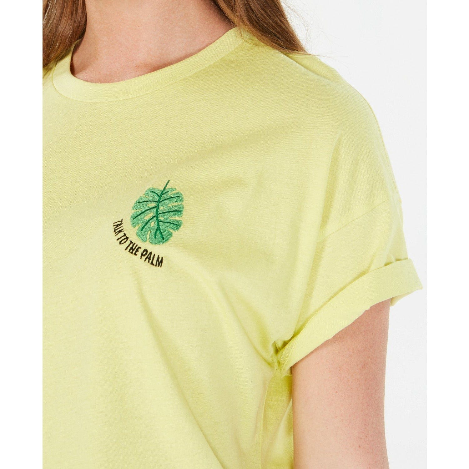 Rebellious One Juniors' Talk To The Palm Graphic T-Shirt Lime Light Sz XL - The Pink Pigs, A Compassionate Boutique