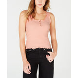 Ultra Flirt Juniors' Ribbed Henley Tank Top Peach Sz XL - The Pink Pigs, A Compassionate Boutique