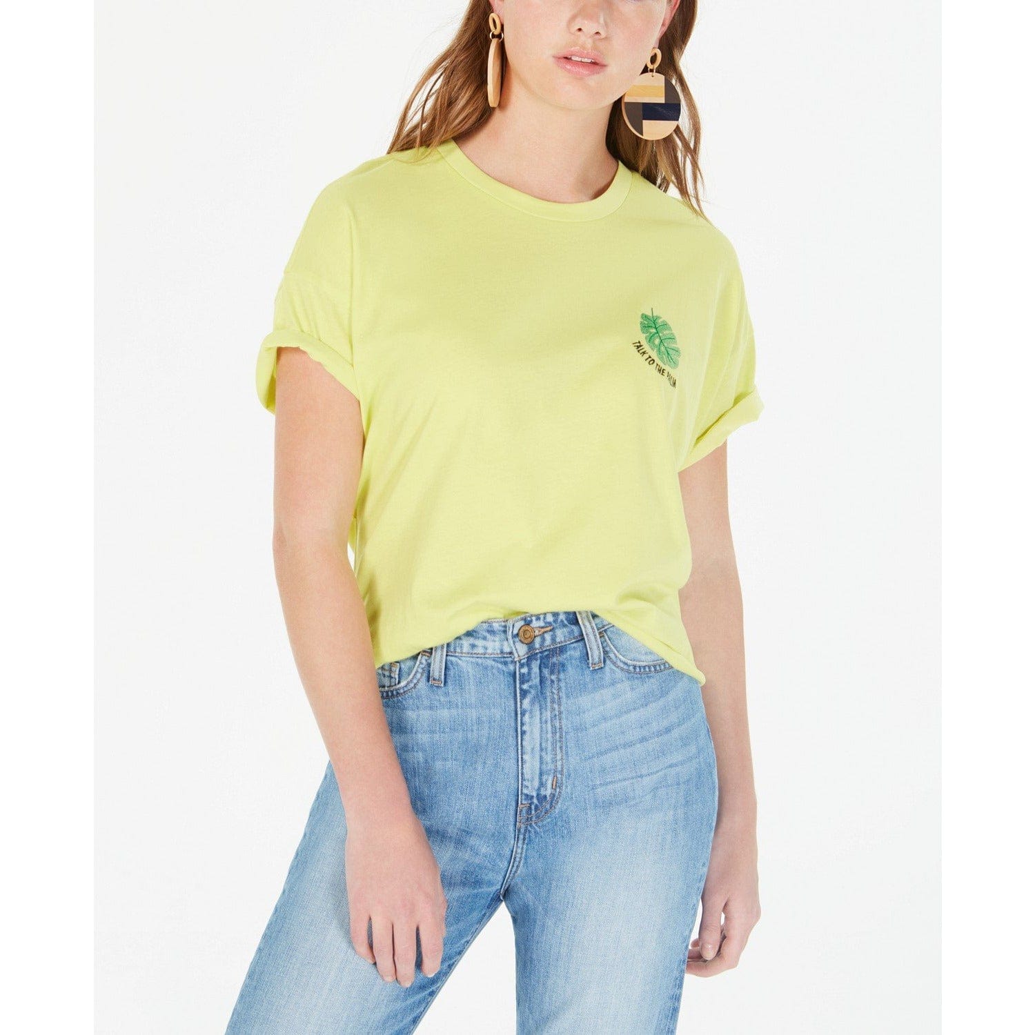 Rebellious One Juniors' Talk To The Palm Graphic T-Shirt Lime Light Sz XL - The Pink Pigs, A Compassionate Boutique