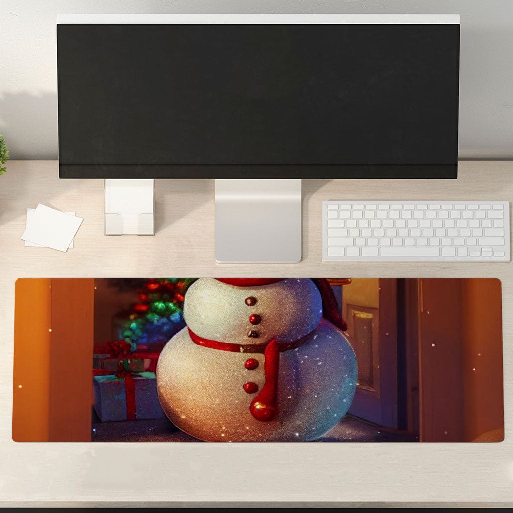 Snowman Christmas Desk Mat - Print Desk Pad - Snowman Laptop Desk Mat