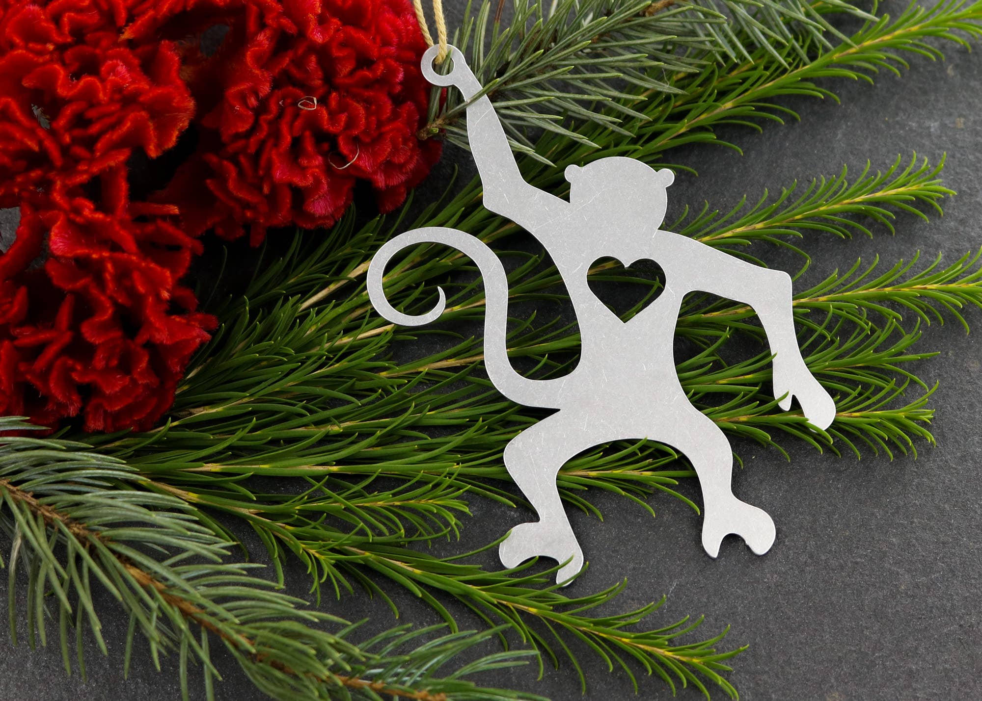 Monkey Metal Ornament - The Pink Pigs, A Compassionate Boutique