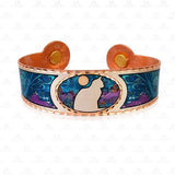 Cat and Moon design Colorful Bracelet With Magnet-Handmade in the USA - The Pink Pigs, A Compassionate Boutique