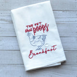 Chicken Lover's! The Pet that Poops Breakfast Lint-free Heavyweight Embroidered Floursack Tea Towel - The Pink Pigs, A Compassionate Boutique