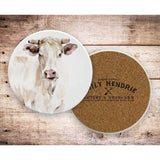 Watercolor Farm Animals Ceramic Coaster Set-Pig, Cow, Hen, Goat - The Pink Pigs, A Compassionate Boutique