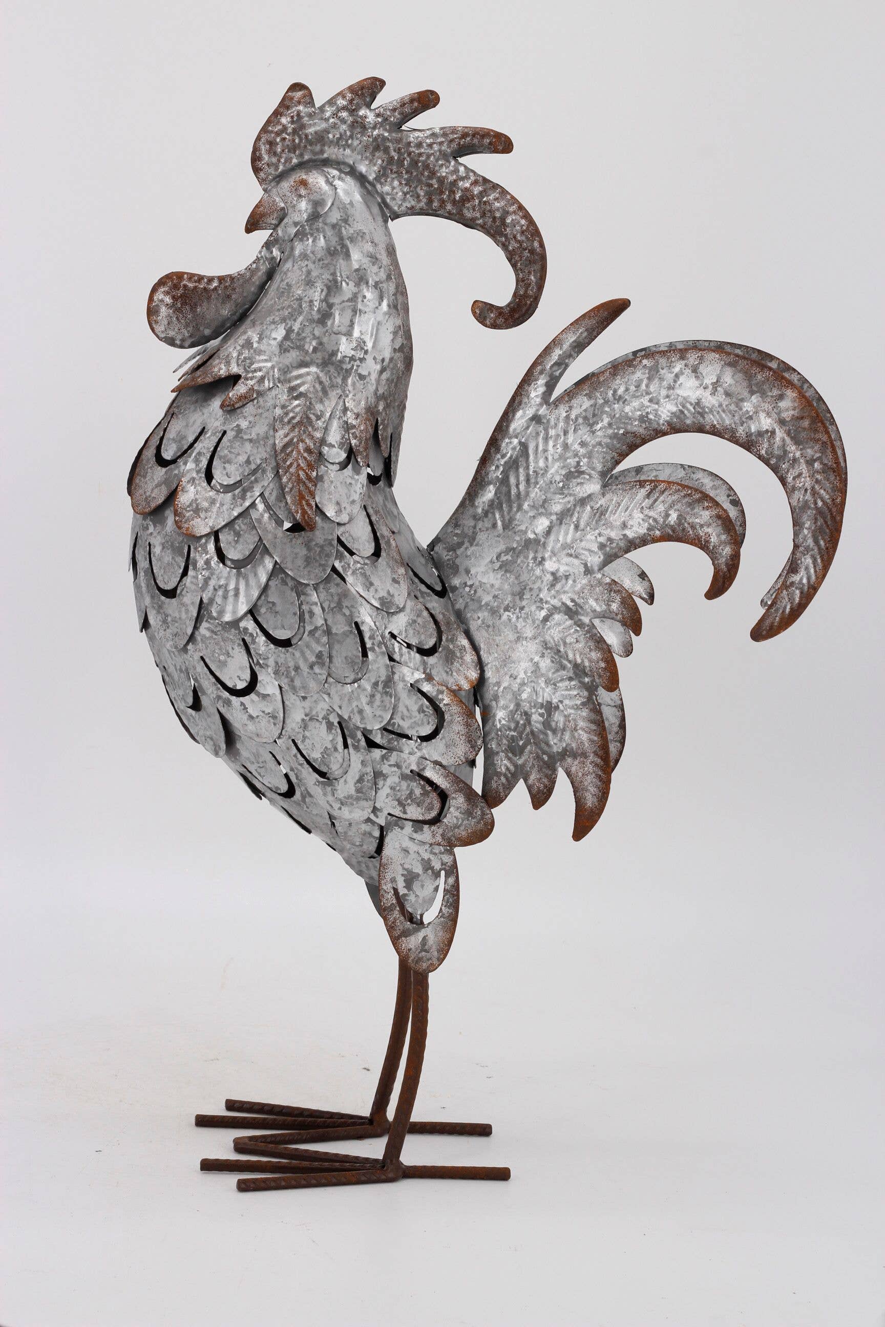 Galvanized Metal Rooster by Drew Derose - The Pink Pigs, A Compassionate Boutique