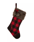 Buffalo Plaid Stocking Polyester Cotton Black and Red Plaid 21" L  Imported