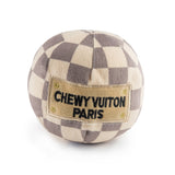 Plush Parody Pet Chew Toy Checker Chewy Vuiton Ball for Dogs Squeaker Inside