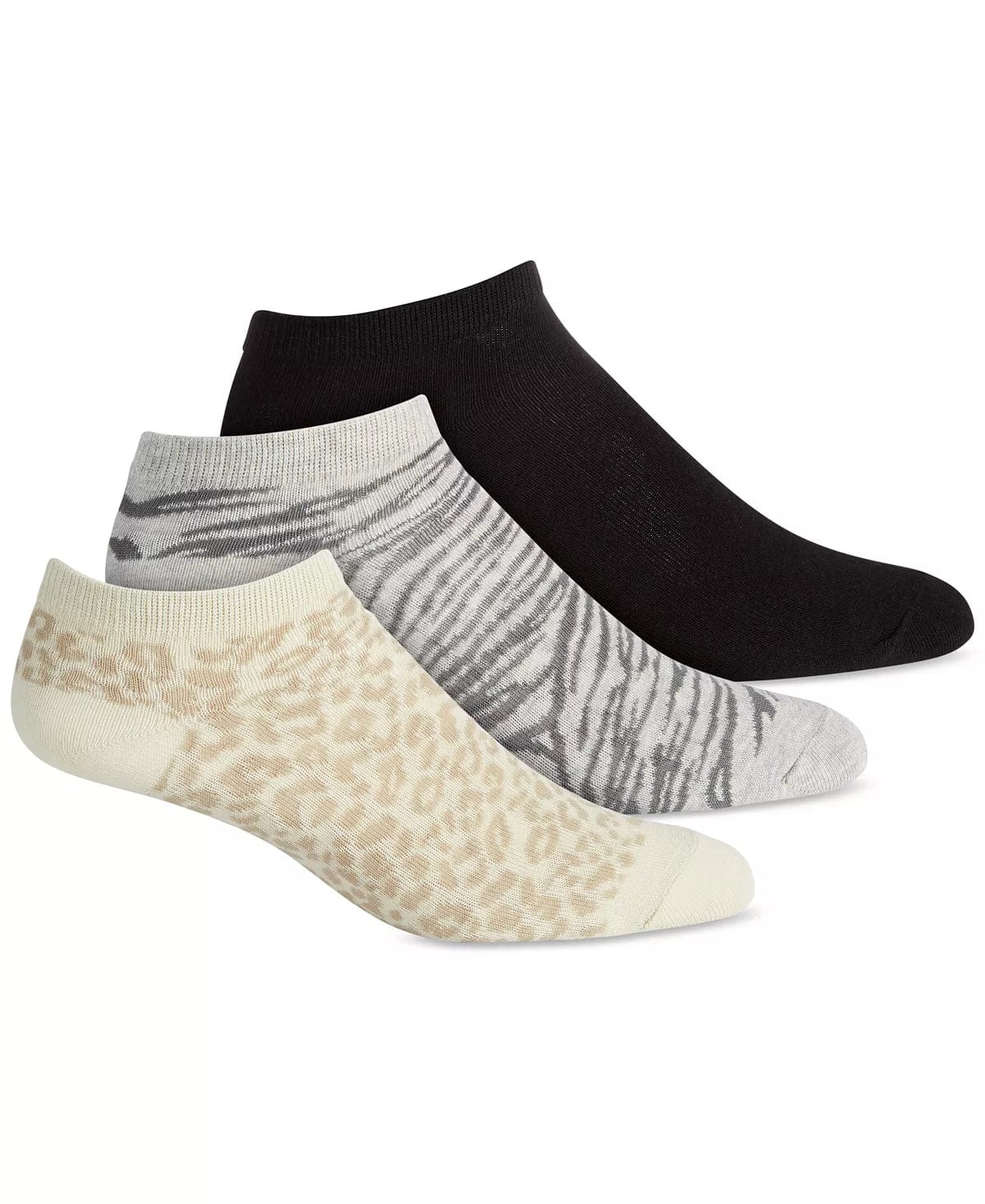 Women's No Show Socks Jenni 3pr Animal Print Super Soft Neutral Colors