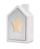 Shimmer Light 5.5" Light-Up Silver Dolomite House with Translucent Star Design