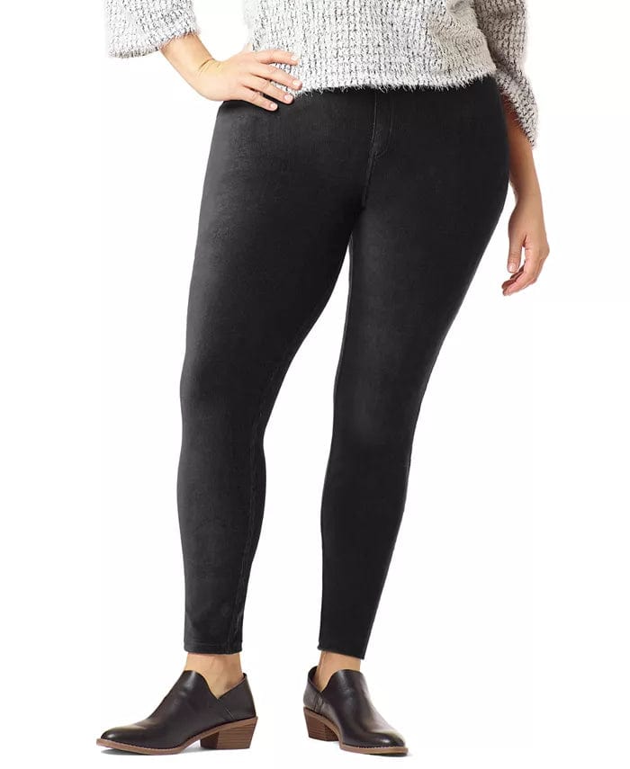 HUE Women's Graphite Original Denim Back Laced Up Skimmer Leggings Size XS  