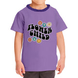 Flower Child Girls' Ruffle Neck T-Shirt - Cartoon Toddler T-Shirt - Cute Design Ruffle Neck Tee