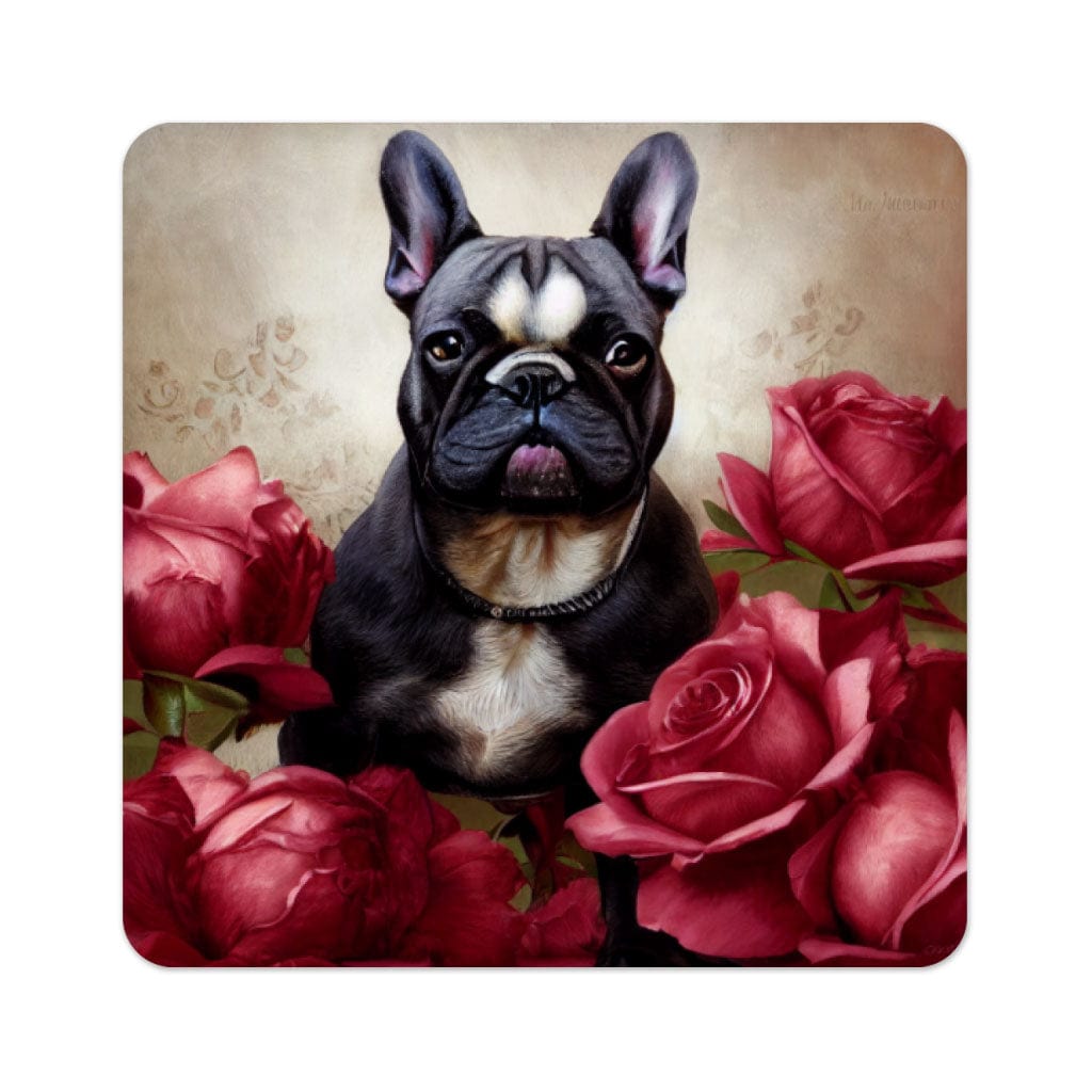 Red Rose Square Coasters - Artwork Coaster - Bulldog Coasters for Drinks