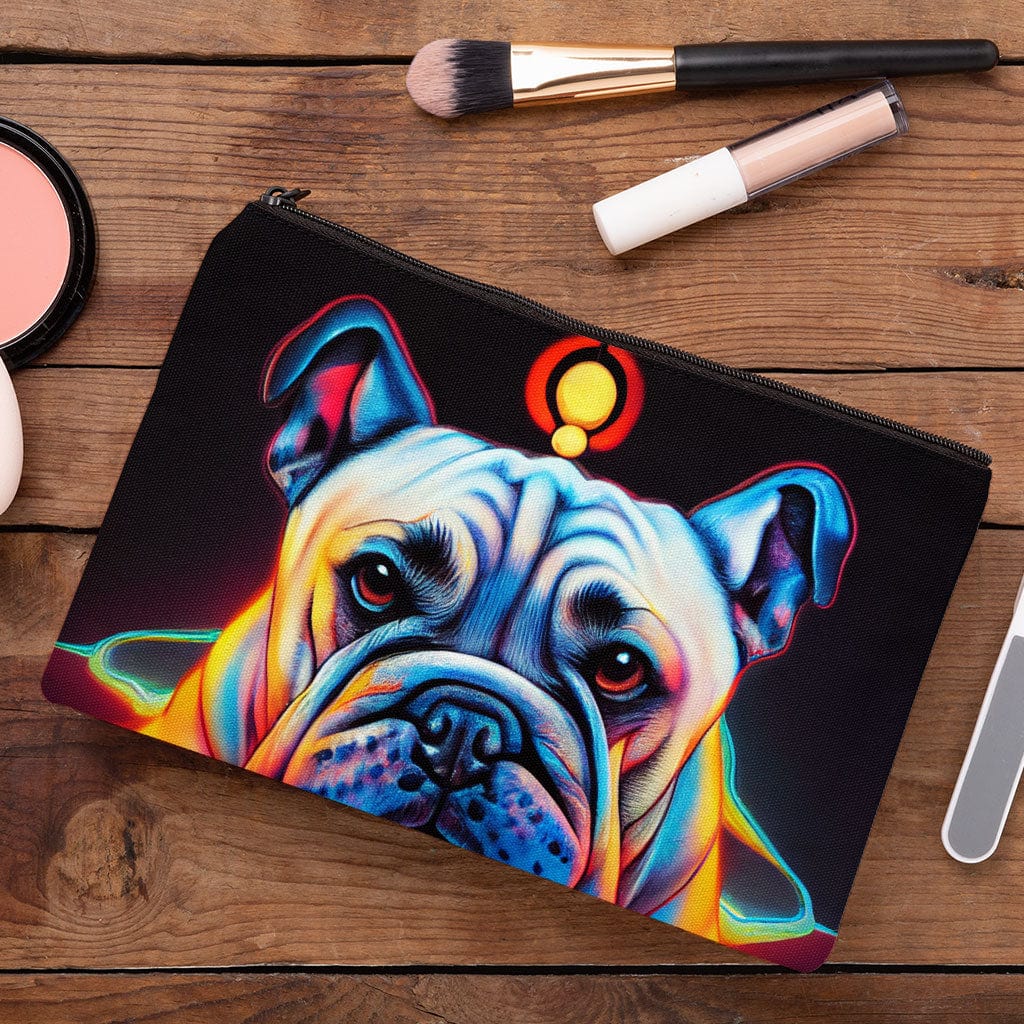 Cute Dog Makeup Bag - Bulldog Cosmetic Bag - Animal Print Makeup Pouch