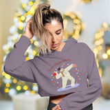 Cool Christmas Women's Cropped Fleece Hoodie - Art Cropped Hoodie for Women - Cool Hooded Sweatshirt