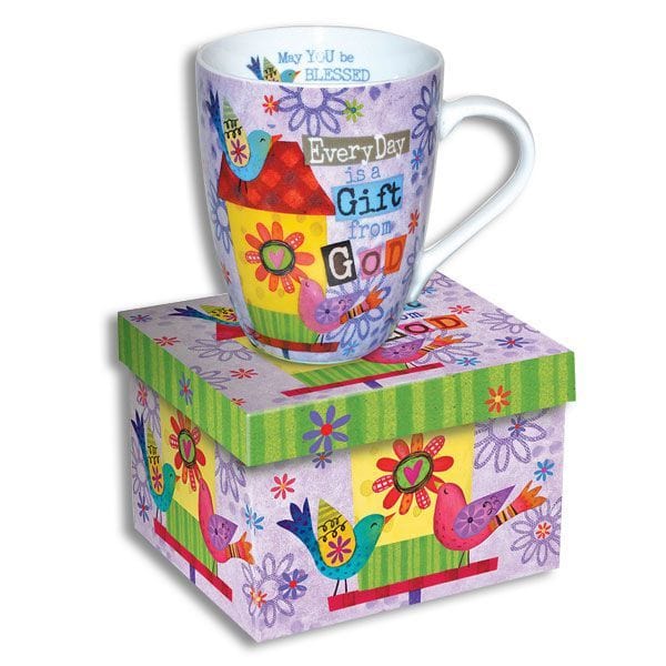 Scripture Mug "Every Day Is a Gift" 4.5" 12oz Beautifully Gift Boxed - The Pink Pigs, A Compassionate Boutique