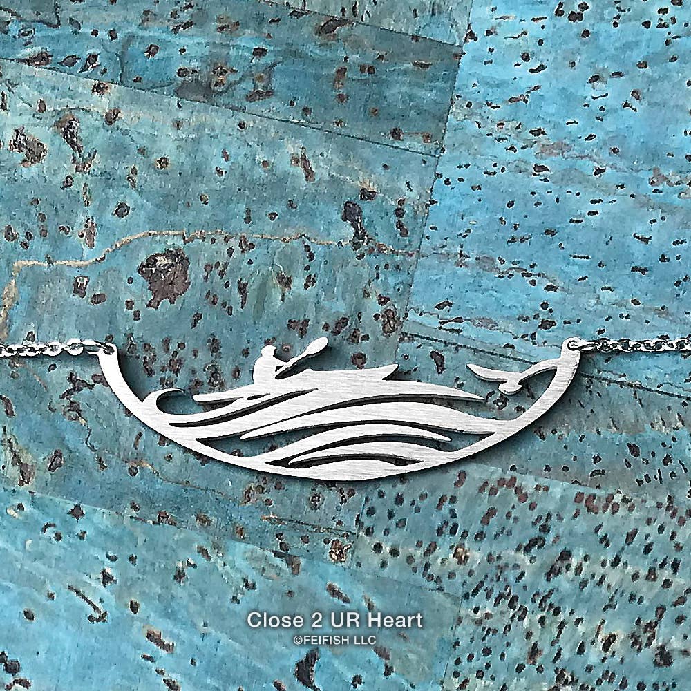 Kayaker Stainless Steel Necklace-Made in the USA! - The Pink Pigs, A Compassionate Boutique
