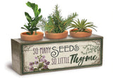 Wood Window Sill Planter "So Many Seeds so Little Thyme" Three Pot Floral Purple Herb Window Box
