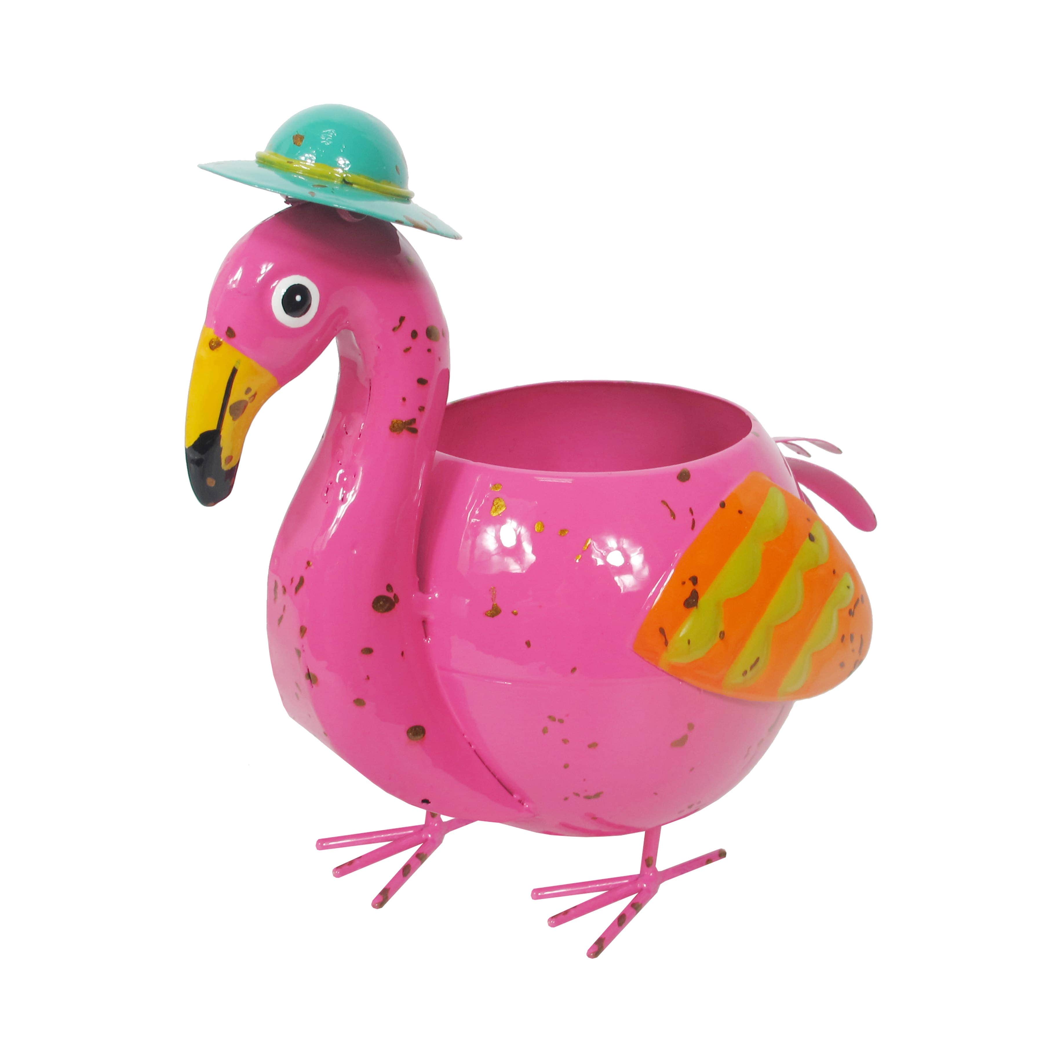 Mini Flamingo Planter-Indoor/Outdoor, Colorful Enamel Paint - The Pink Pigs, Animal Lover's Boutique