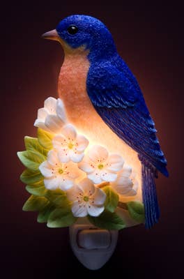 Bluebird & Cherry Blossom Elegant Handpainted Night Light