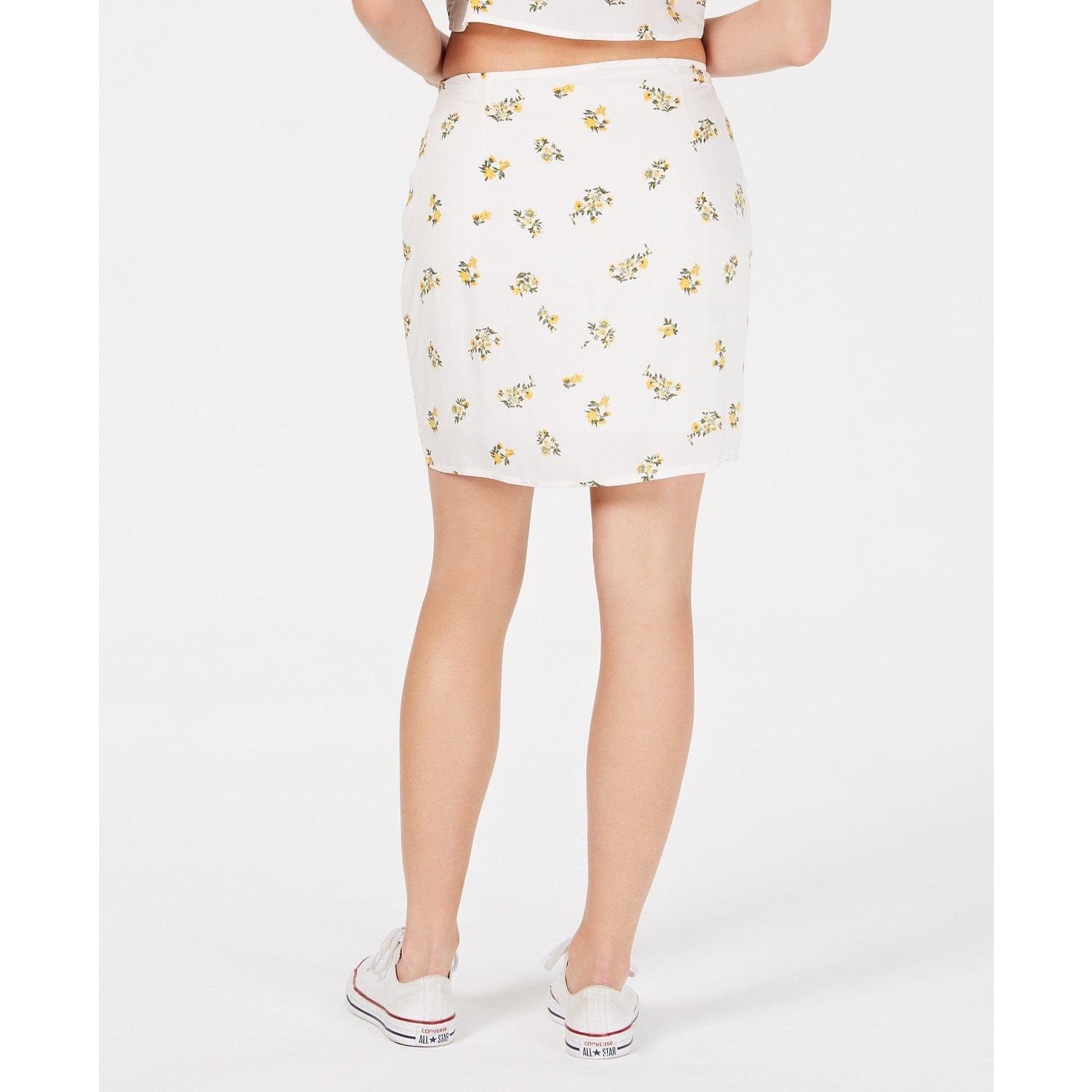 Polly & Esther Juniors' Button-Front Skirt White Floral XL - The Pink Pigs, A Compassionate Boutique
