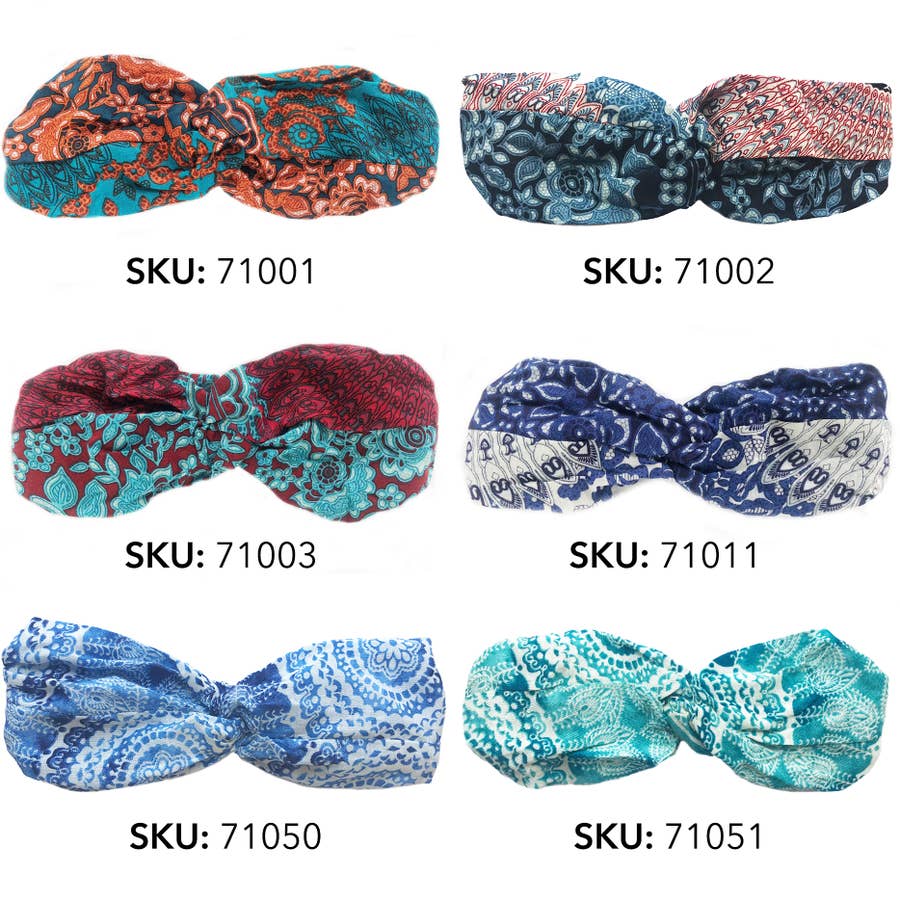 Women's Twist Head Bands Up-cycled Fabric Assorted Colors by Lotus & Luna - The Pink Pigs, A Compassionate Boutique