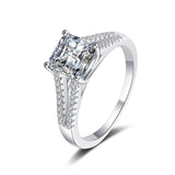 Luxury Asscher Cut 2ctw Moissanite Ring 18K Gold Plated 925 Sterling Silver Wedding Jewelry
