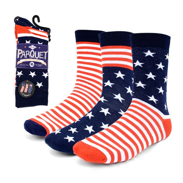 3 Pr Pack Men's American Flag Novelty Socks*