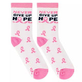 Pink Ribbon Socks - Never Give Up Hope Women's Sock Size 9-11