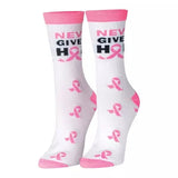 Pink Ribbon Socks - Never Give Up Hope Women's Sock Size 9-11