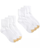 Gold Toe Turn Cuff 6 Pair Socks - White Extended Size