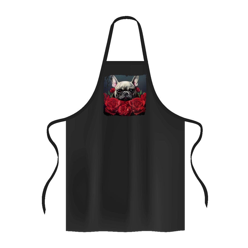 Dog Print Apron - Red Rose Cooking Apron - Bulldog Apron for Men for Women