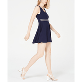 Teeze Me Juniors' Grosgrain Ribbon Fit & Flare Dress Navy Tennis Type Dress - The Pink Pigs, A Compassionate Boutique