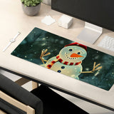 Snowman Desk Mat - Cute Desk Pad - Christmas Laptop Desk Mat