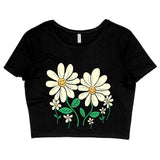Women's Cropped Flower T-Shirt - Cute T-Shirt