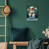 Funny Snowman Wall Picture - Graphic Stretched Canvas - Snow Wall Art