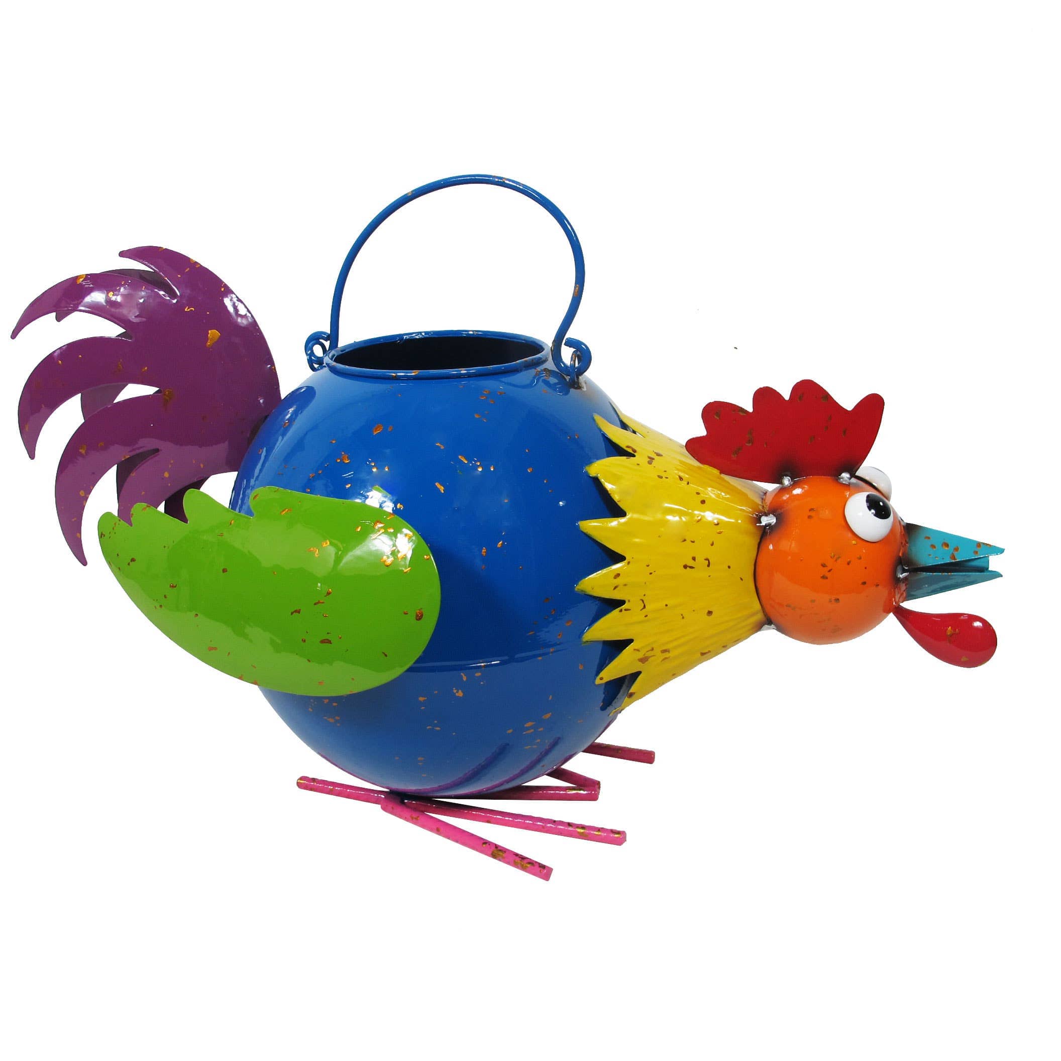 Metal Rooster Watering Can-Continental Art Center - Colorful Enameled - The Pink Pigs, A Compassionate Boutique